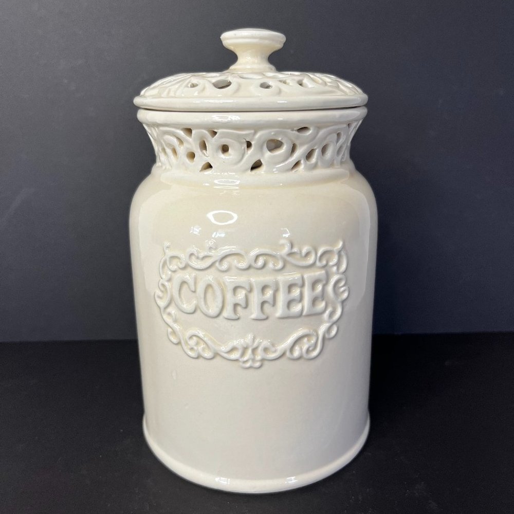 California Pantry 2006 Classic Ceramic Coffee Canister Airtight Rubber Seal Lid
